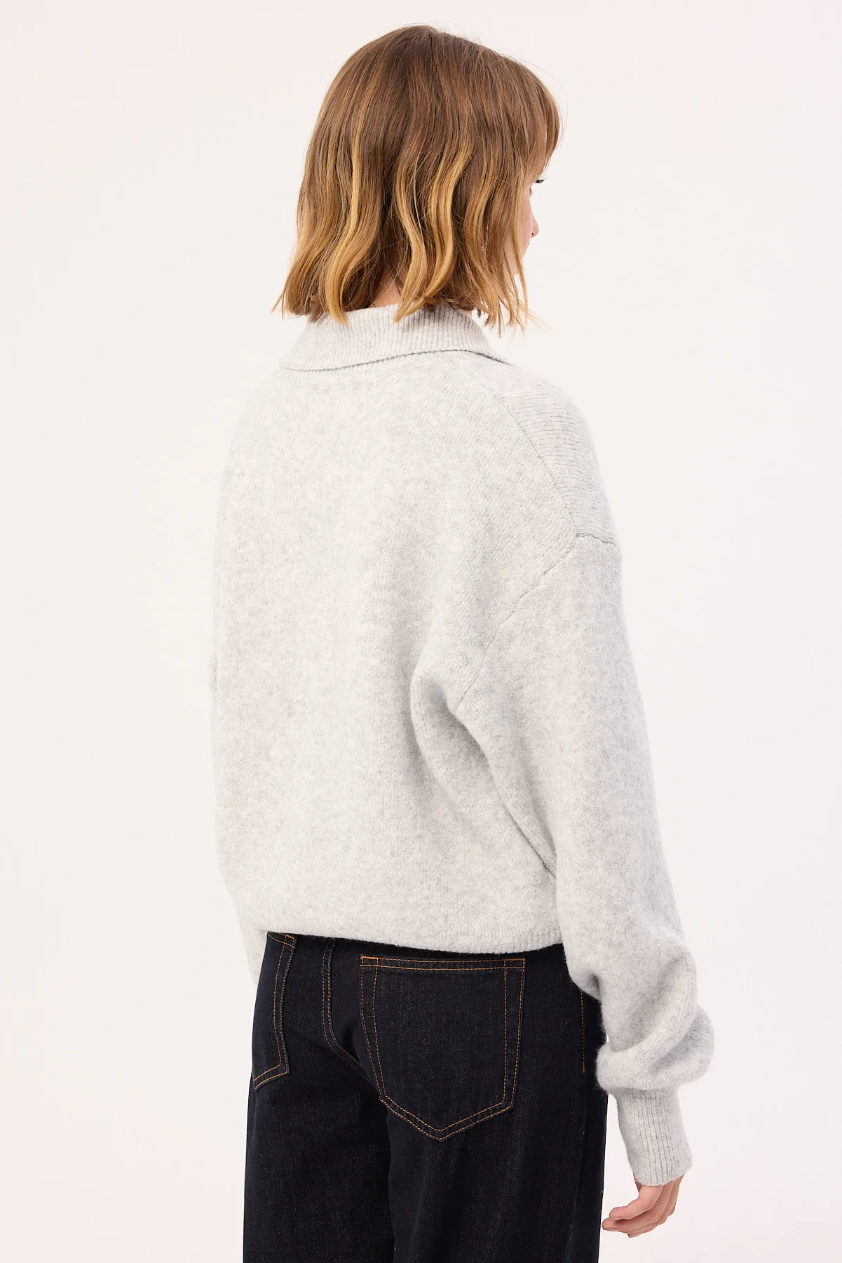 Luck & Trouble Orla Button Collar Knit Jumper Grey - Image 5