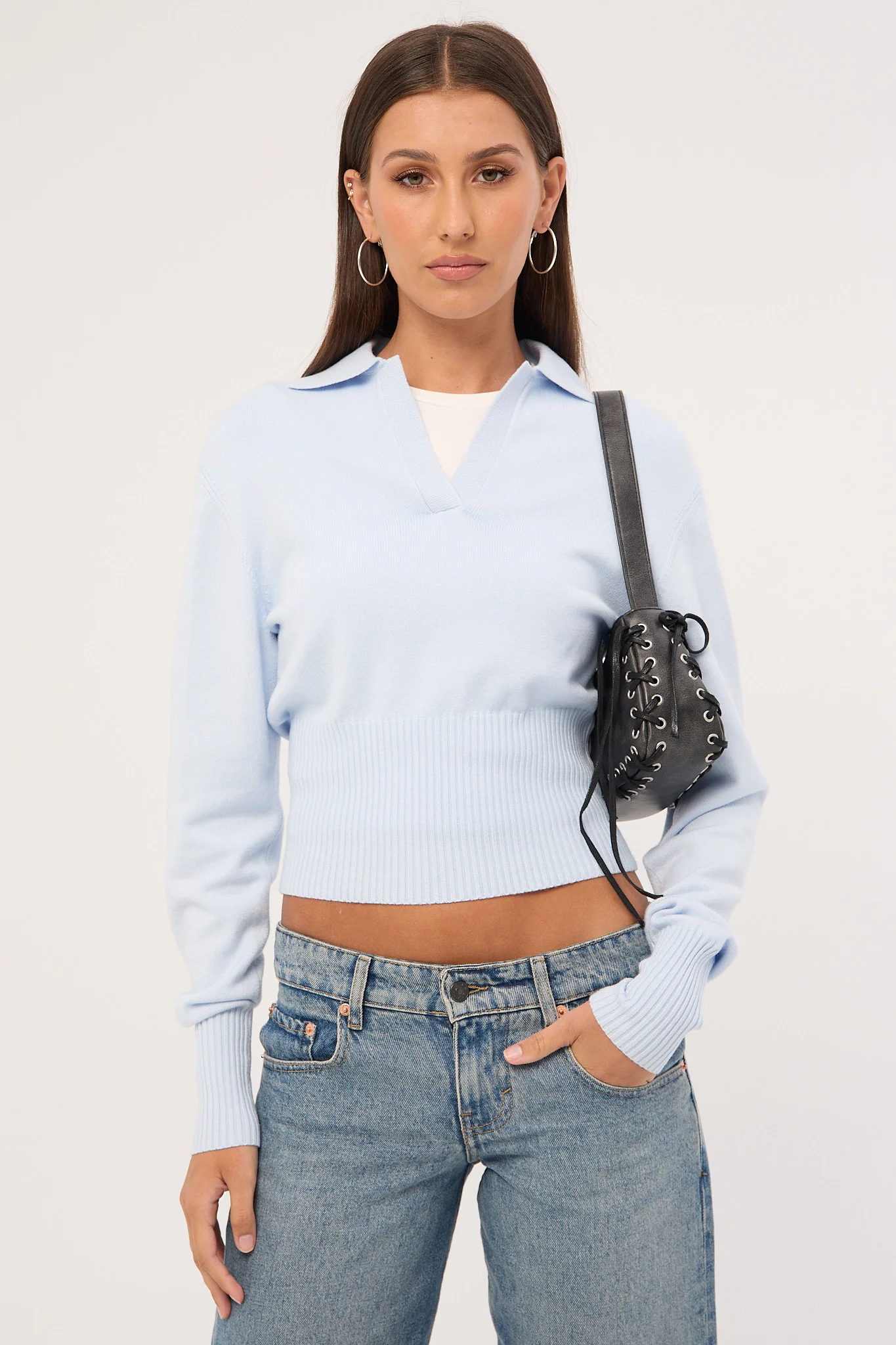 Luck & Trouble Oscar Collar Knit Jumper Blue - Image 2