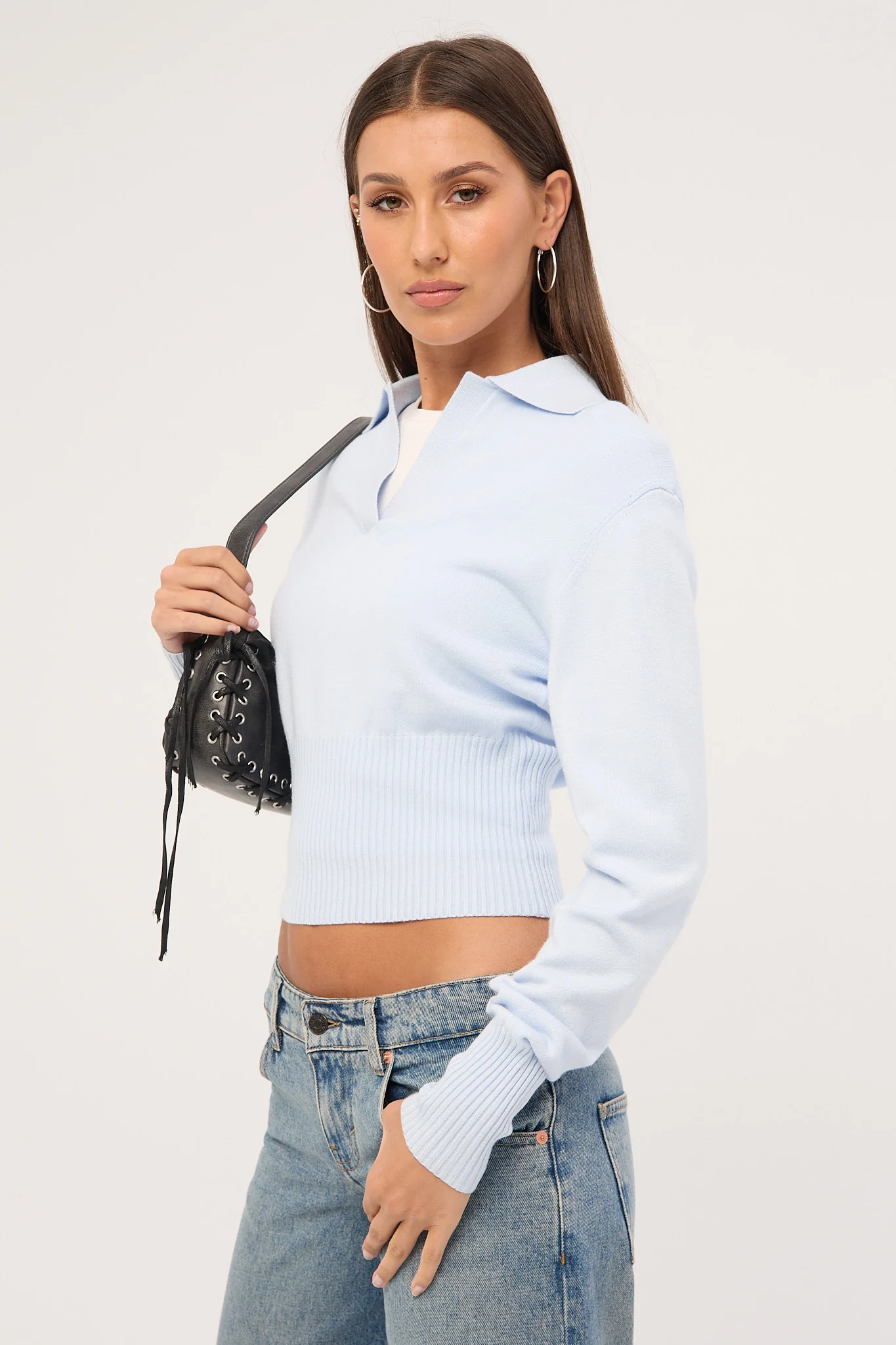 Luck & Trouble Oscar Collar Knit Jumper Blue - Image 5