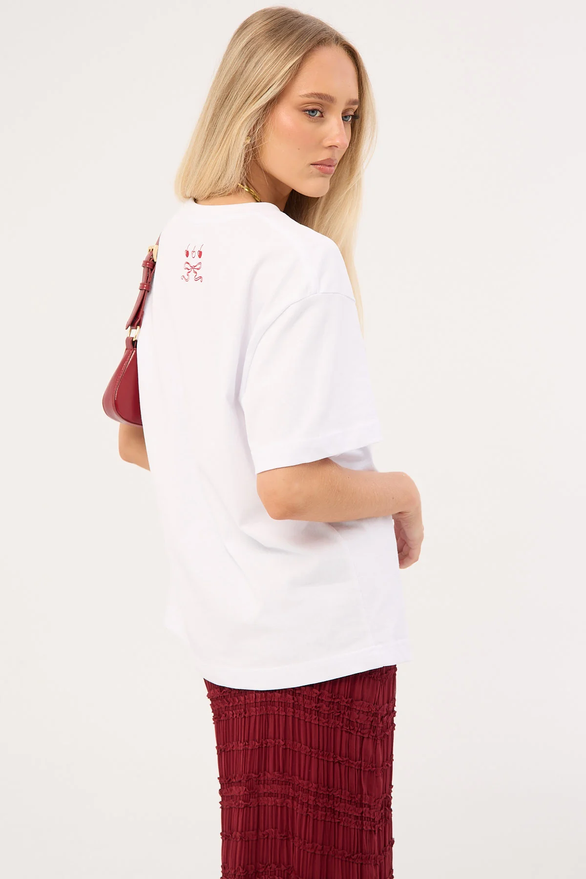 Luck & Trouble Outline Oversized T-Shirt White - Image 5