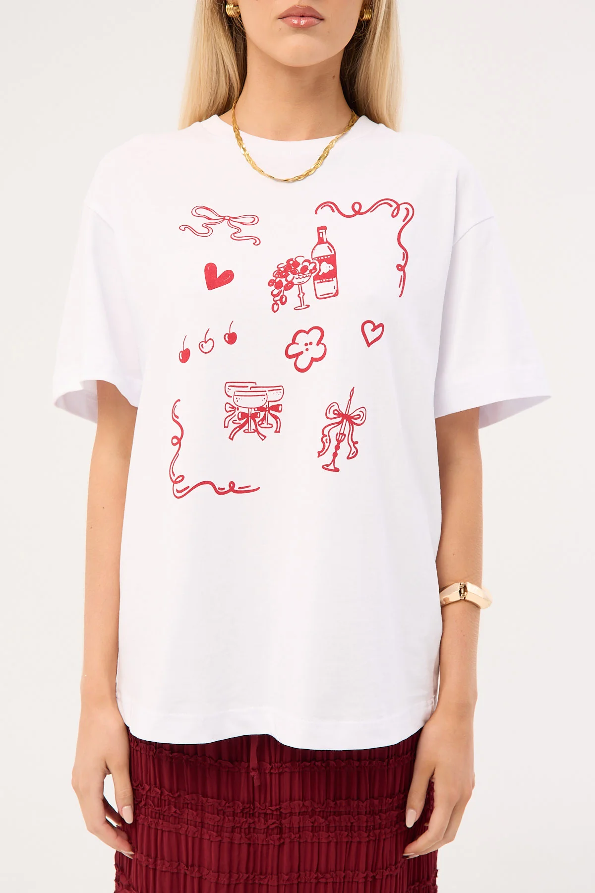 Luck & Trouble Outline Oversized T-Shirt White - Image 7