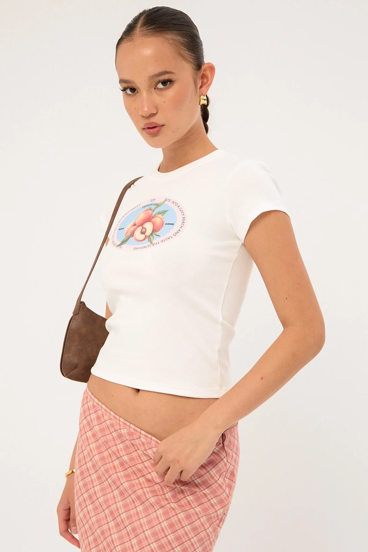 Luck & Trouble Peachy Baby Tee White - Image 3