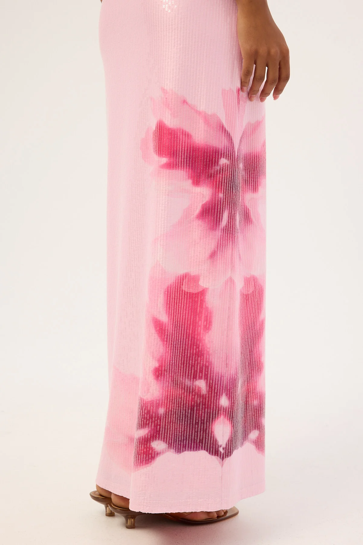 Luck & Trouble Peony Sequin Maxi Dress Pink Print - Image 5