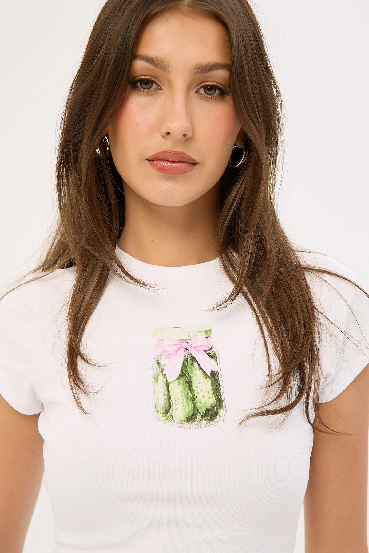 Luck & Trouble Pickles Ribbon Baby Tee White - Image 4