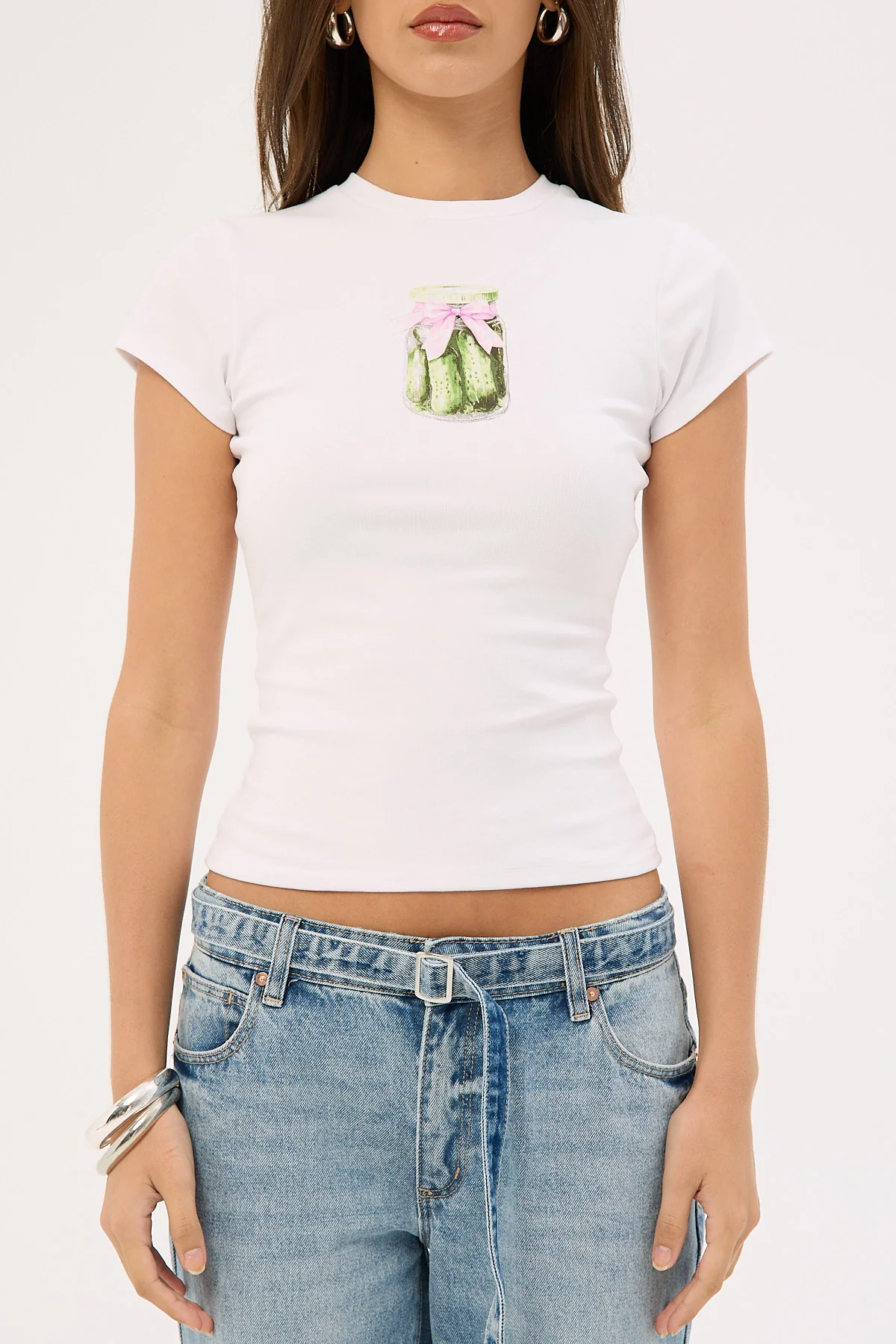 Luck & Trouble Pickles Ribbon Baby Tee White - Image 8