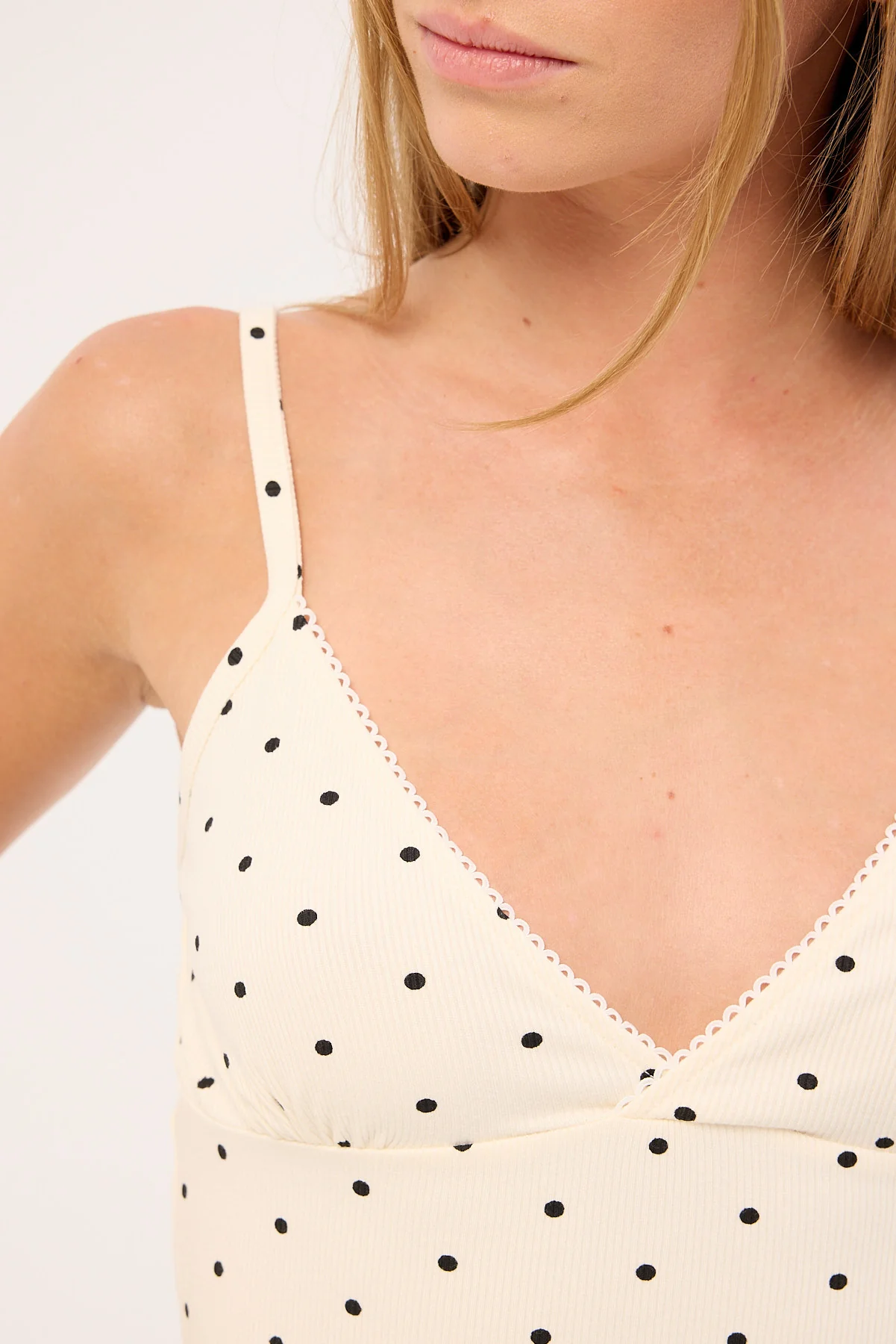Luck & Trouble Pretty In Polka Sleep Top White - Image 4