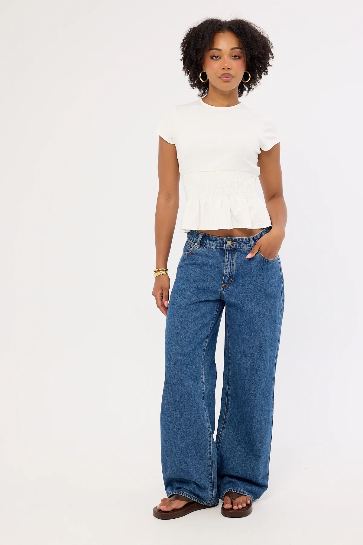 Luck & Trouble Ruched Baby Tee White - Image 4