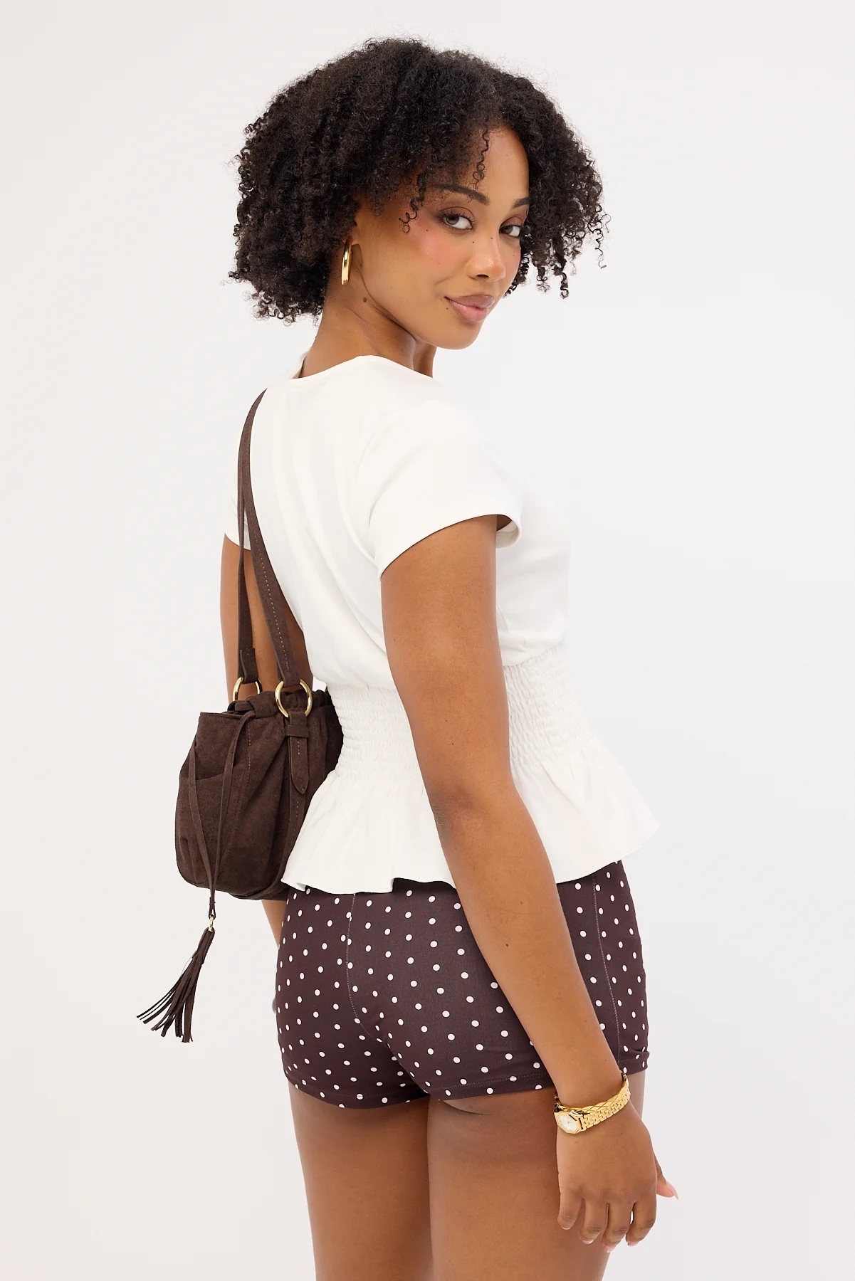 Luck & Trouble Ruched Baby Tee White - Image 5
