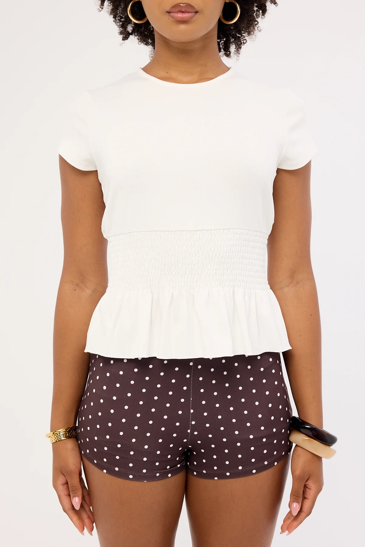 Luck & Trouble Ruched Baby Tee White - Image 7