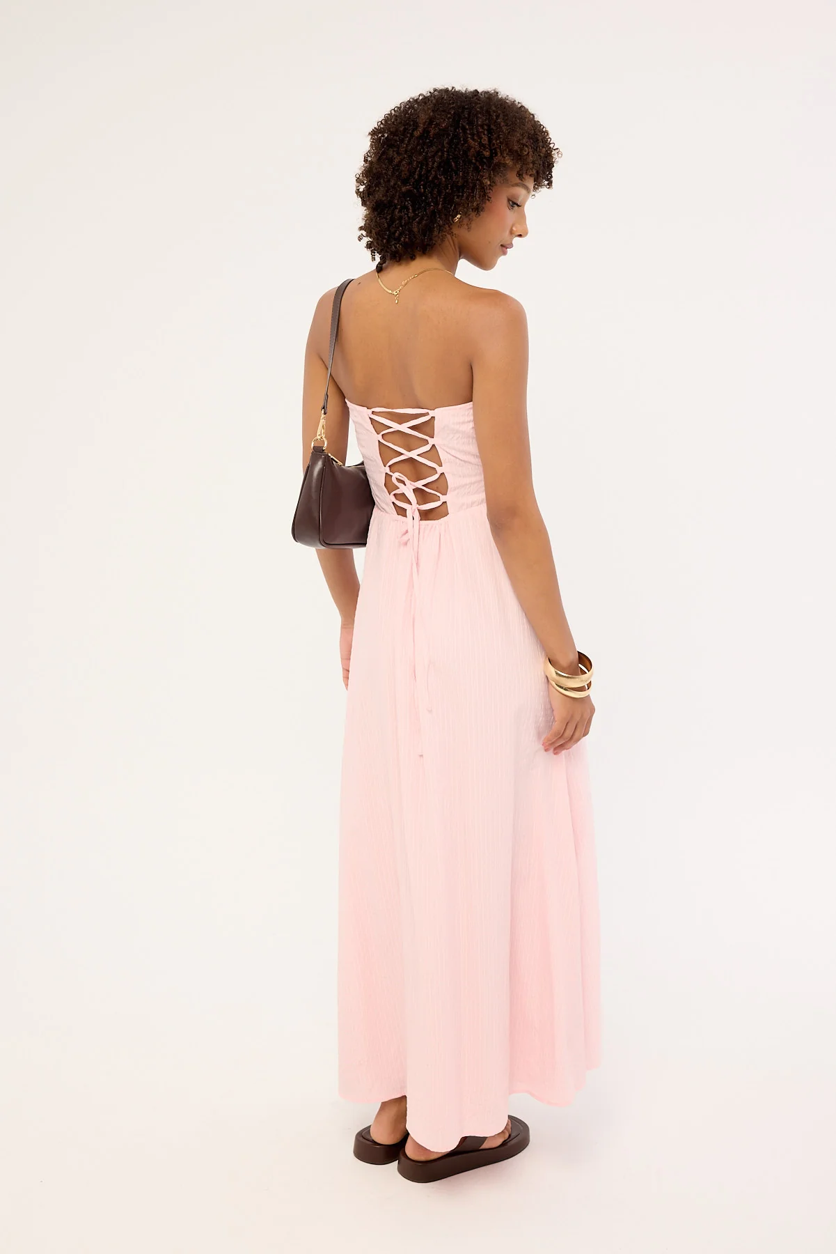 Luck & Trouble Saffron Strapless Maxi Dress Pink - Image 5