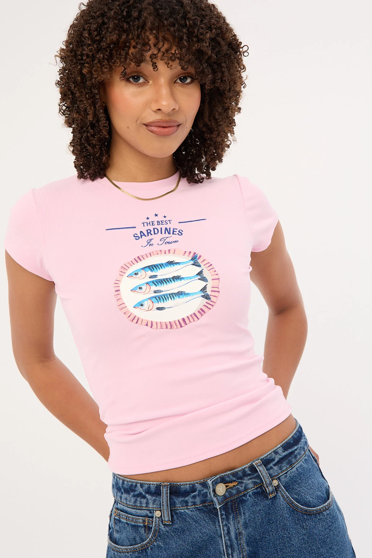 Luck & Trouble Sardinas Baby Tee Pink - Image 2
