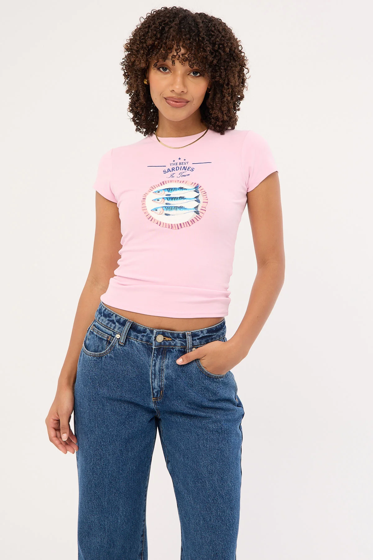 Luck & Trouble Sardinas Baby Tee Pink - Image 5