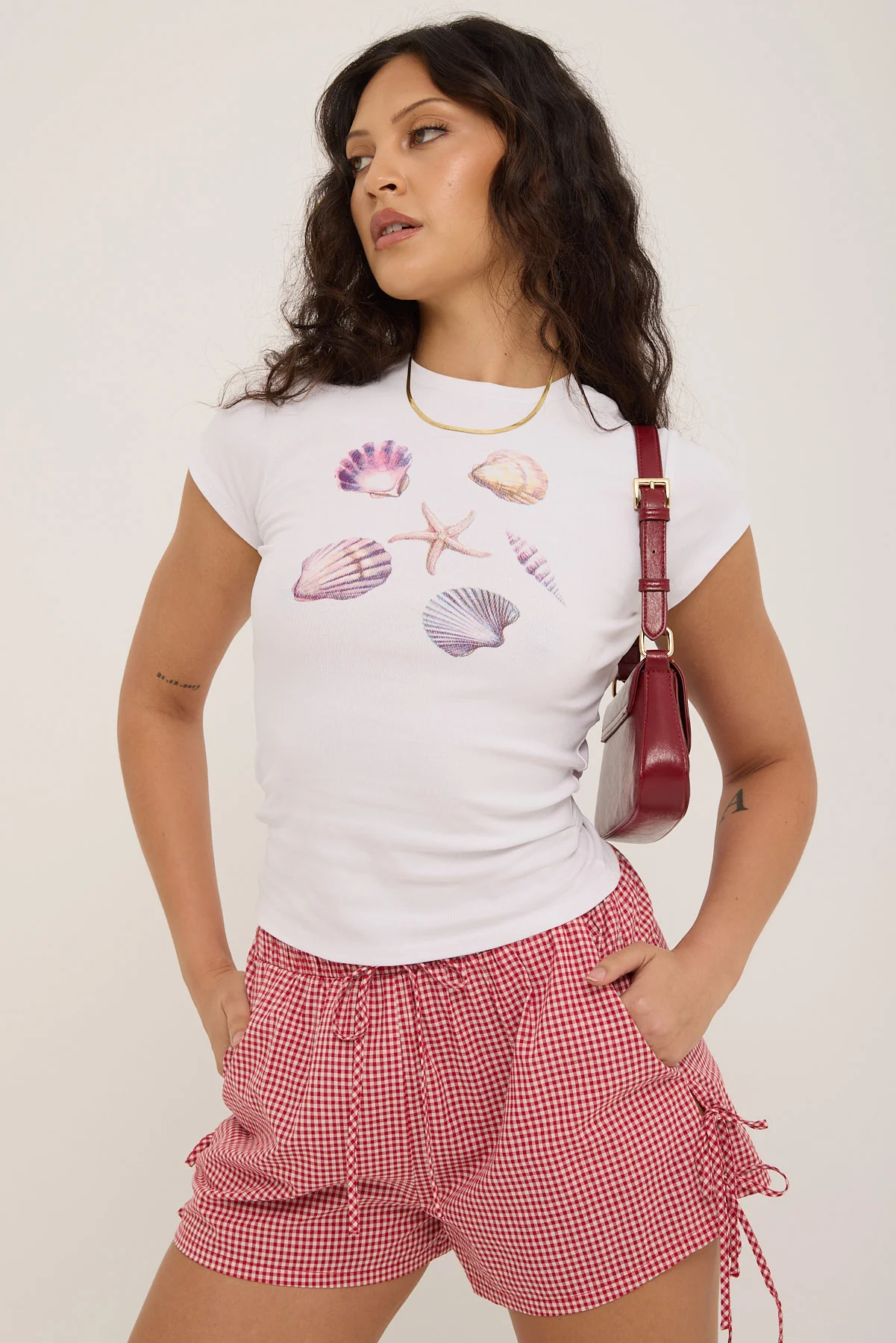 Luck & Trouble Sea Mist Baby Tee White