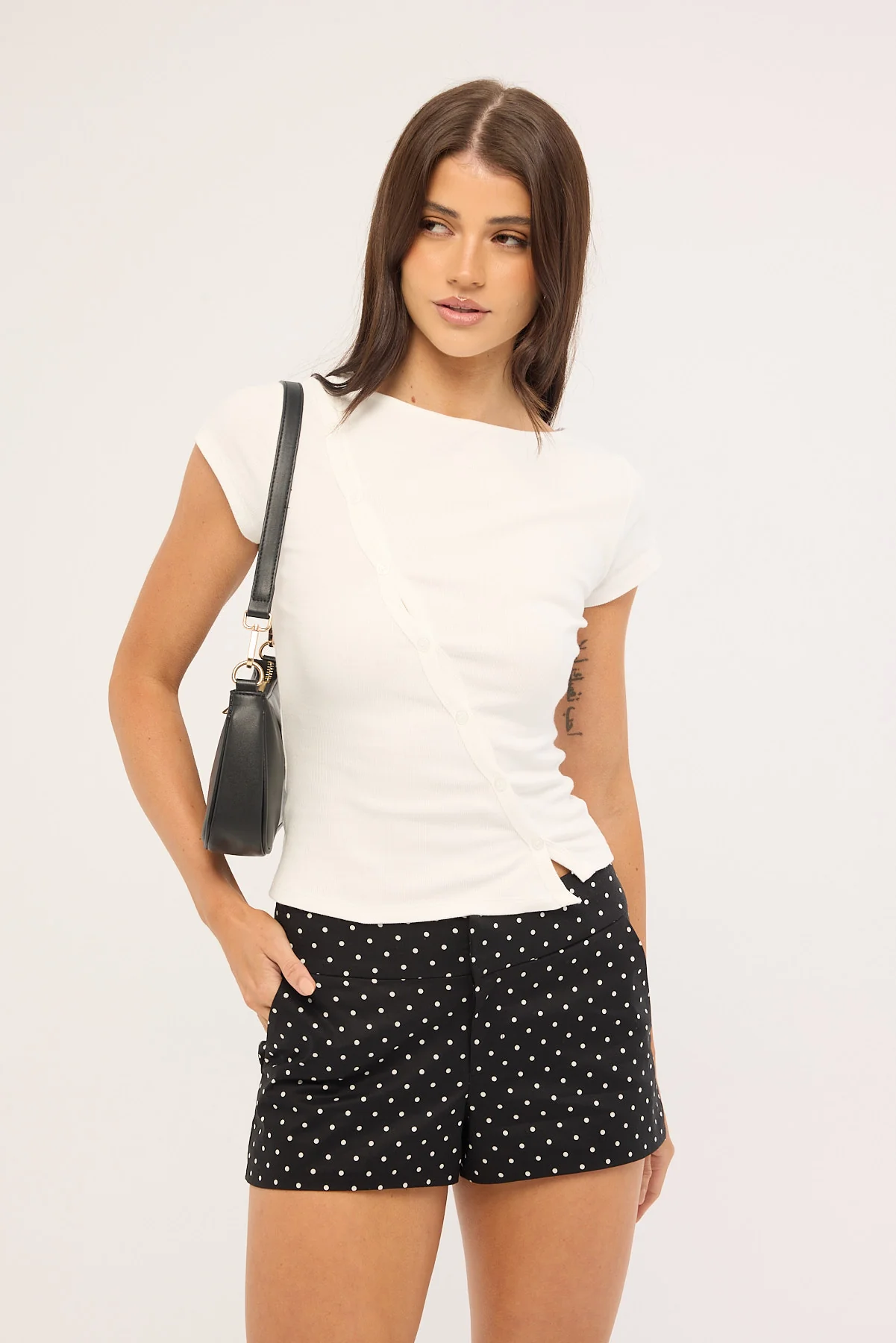 Luck & Trouble Selena Polka Dot Tailored Short Black - Image 2