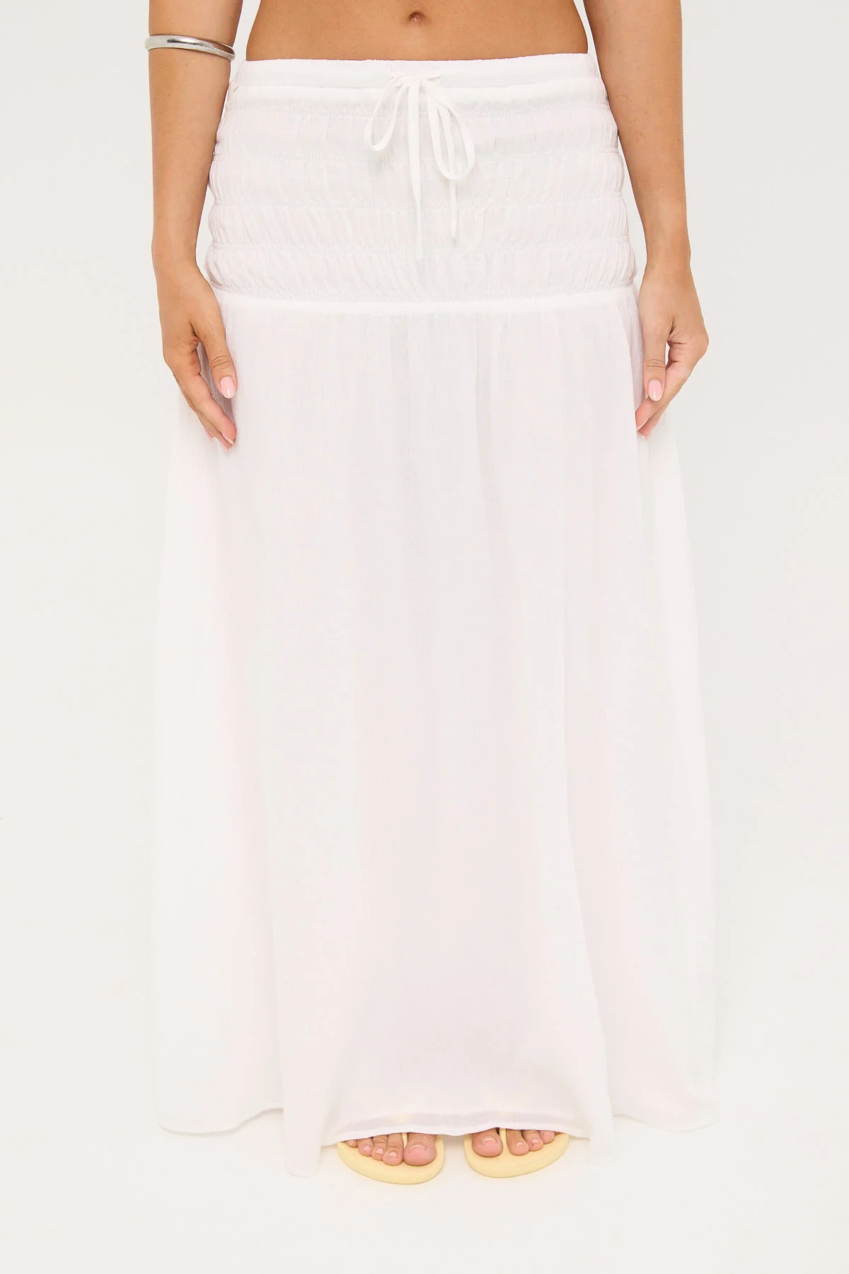 Luck & Trouble Solene Shirred Maxi Skirt White - Image 7