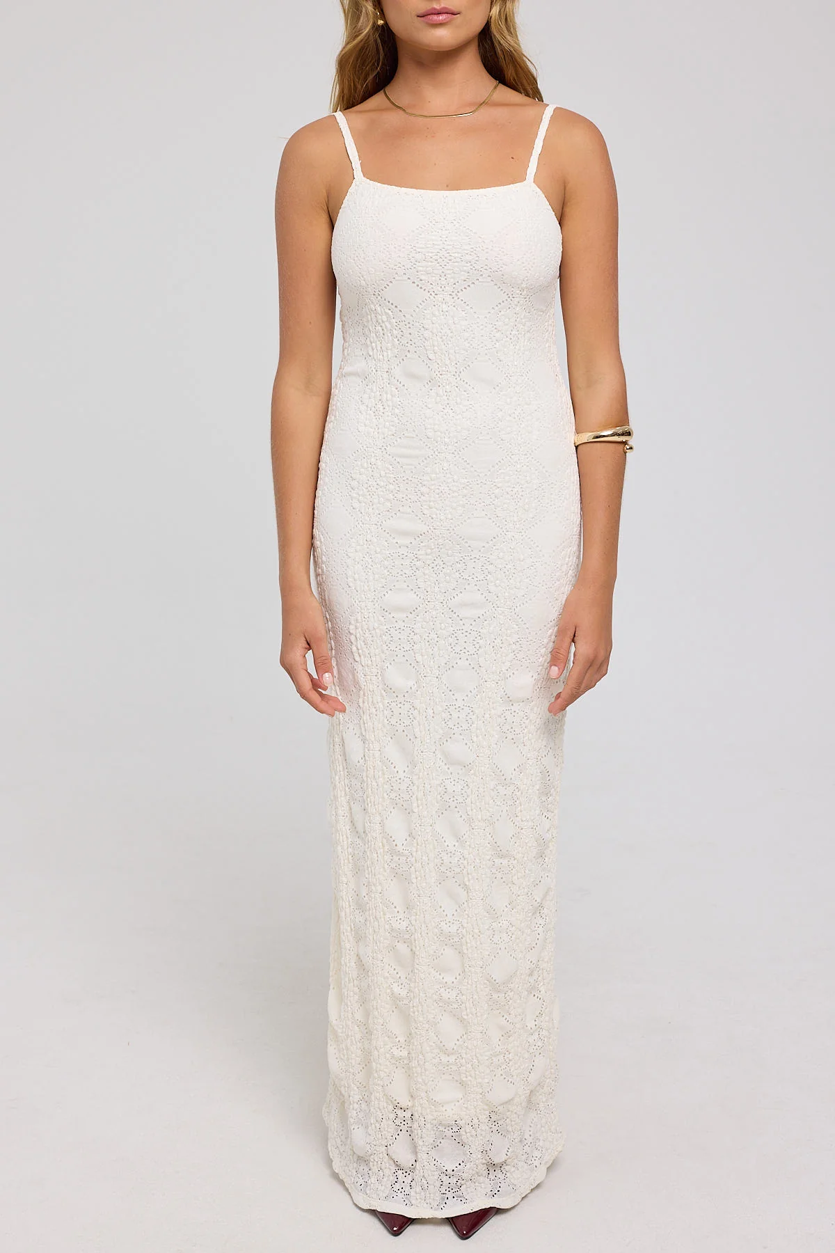 Luck & Trouble Soraka Lace Up Back Midi Dress White - Image 7