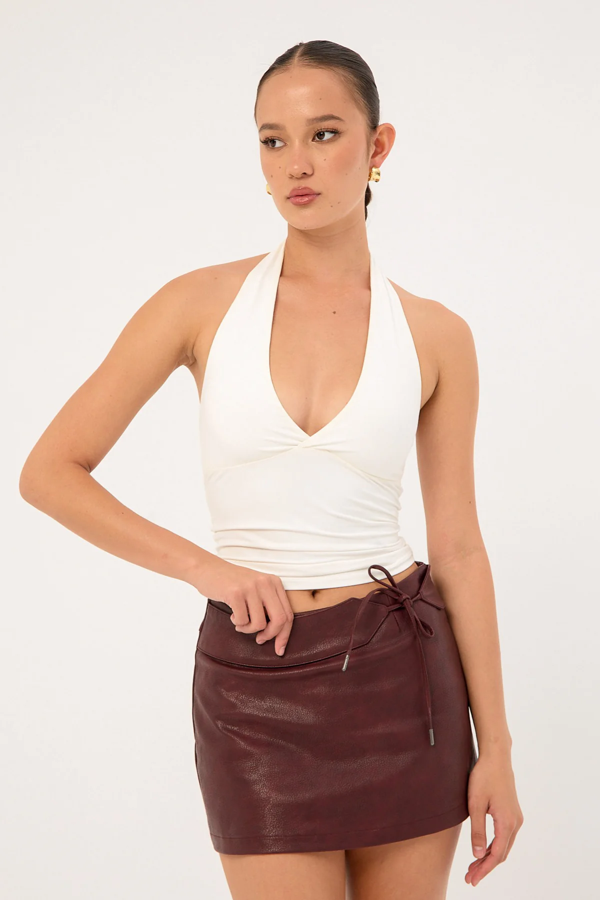 Luck & Trouble Strata Tie Skort Burgundy - Image 2