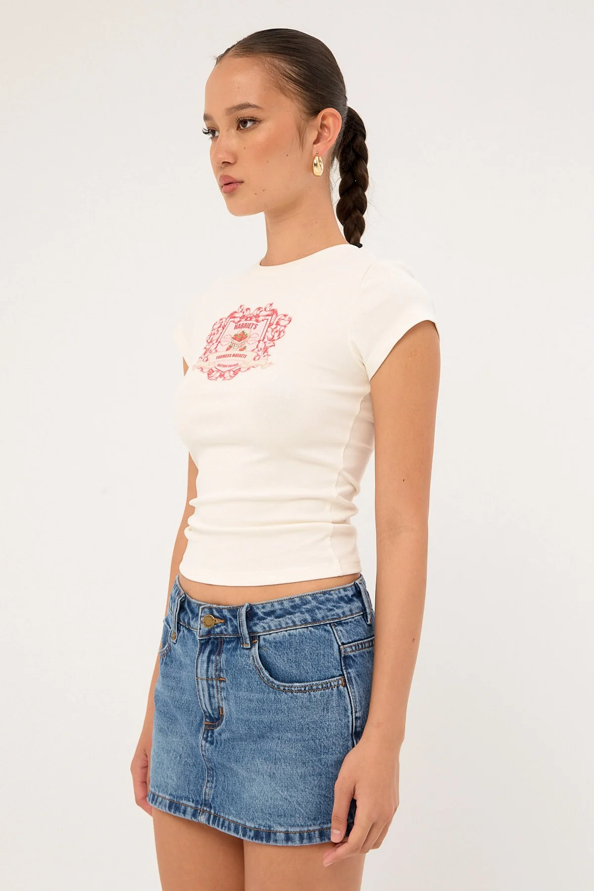 Luck & Trouble Strawberry Market Baby Tee White - Image 5