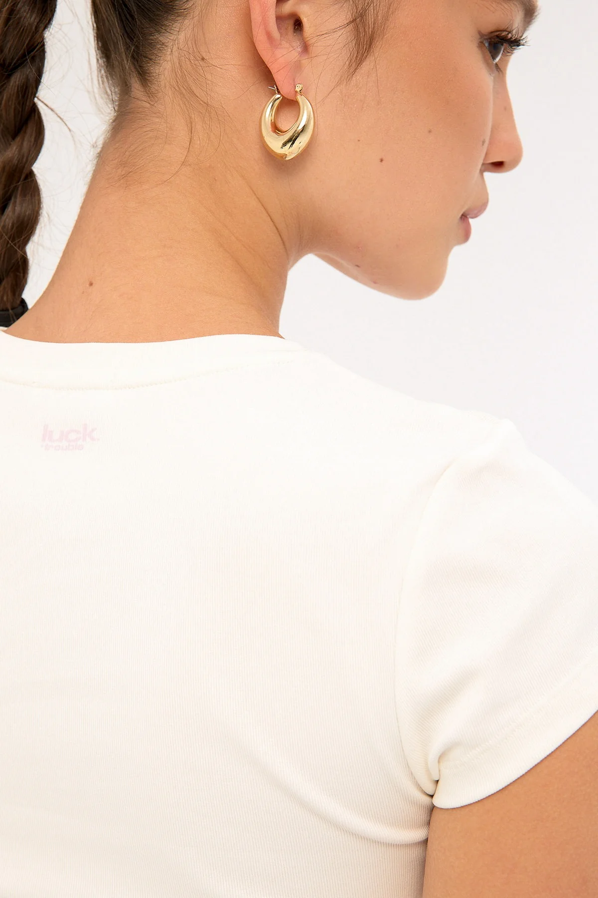 Luck & Trouble Strawberry Market Baby Tee White - Image 6
