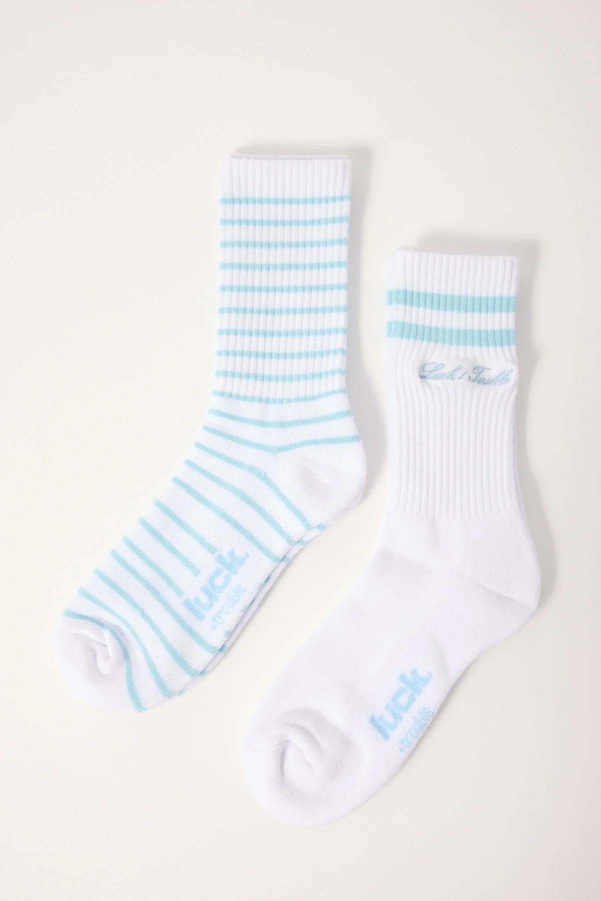 Luck & Trouble Stripe Sock 2 Pack White and Blue