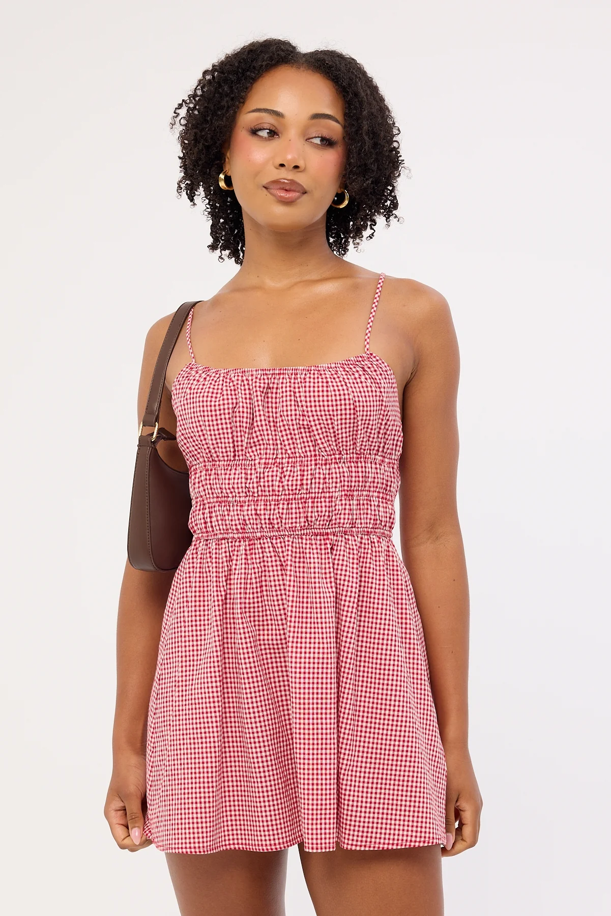 Luck & Trouble Summer Gingham Mini Dress Red Gingham - Image 2