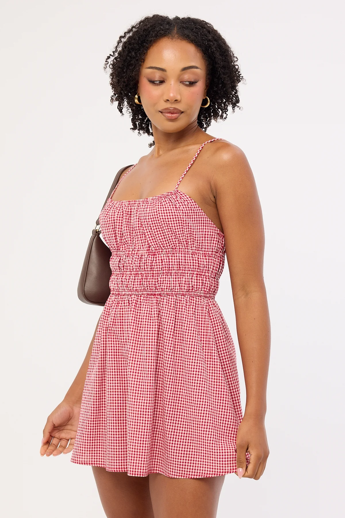 Luck & Trouble Summer Gingham Mini Dress Red Gingham - Image 4