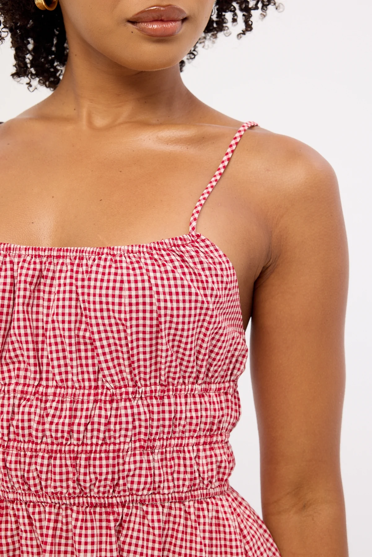 Luck & Trouble Summer Gingham Mini Dress Red Gingham - Image 5