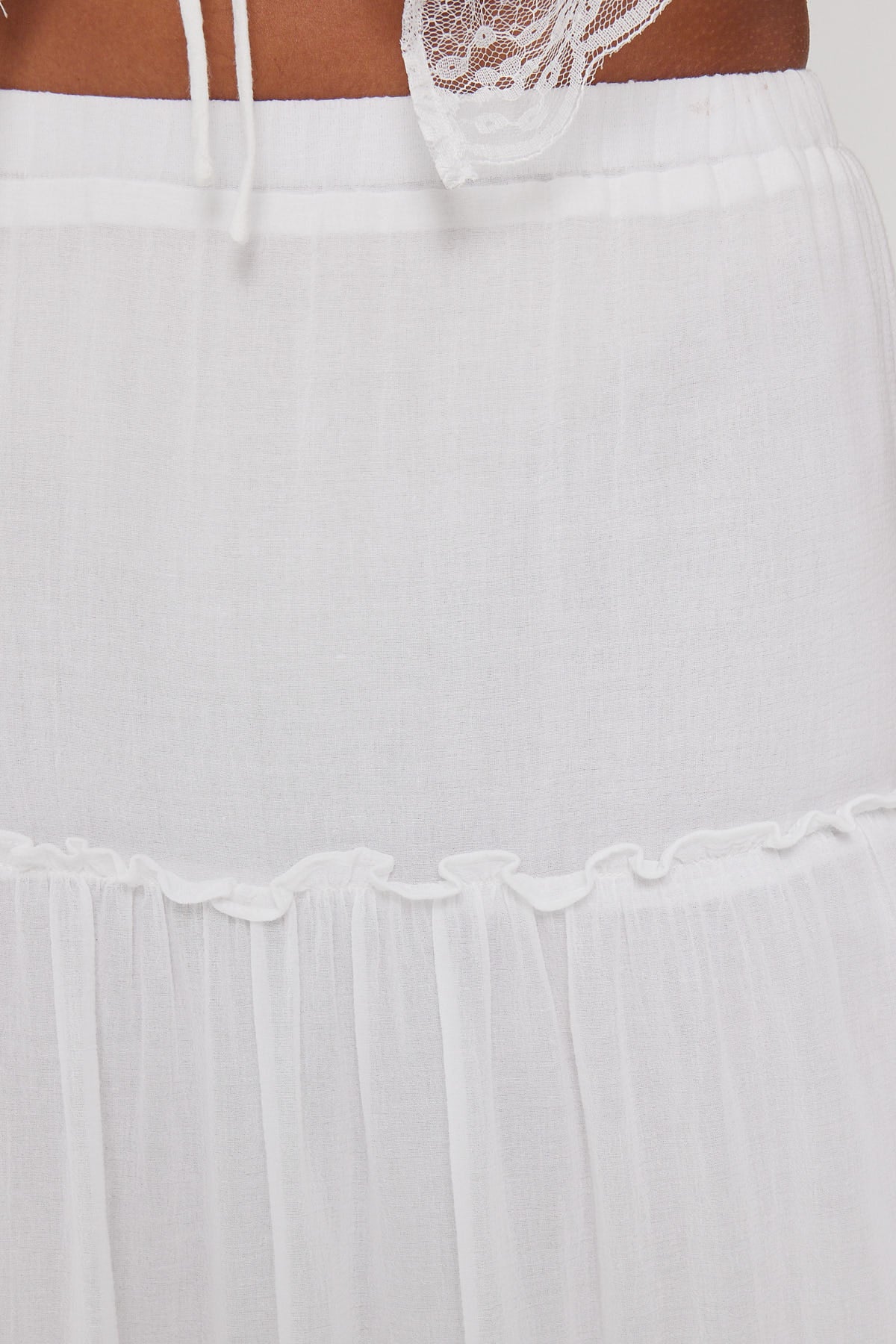 Luck & Trouble Summer Tiered Maxi Skirt White - Image 5