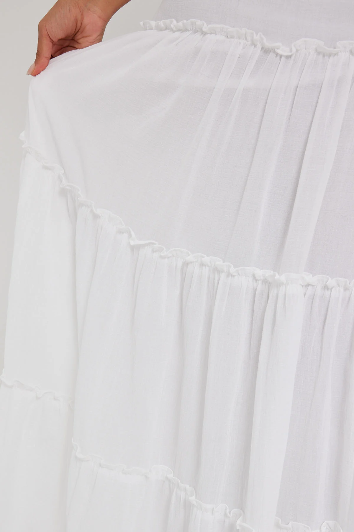 Luck & Trouble Summer Tiered Maxi Skirt White - Image 6