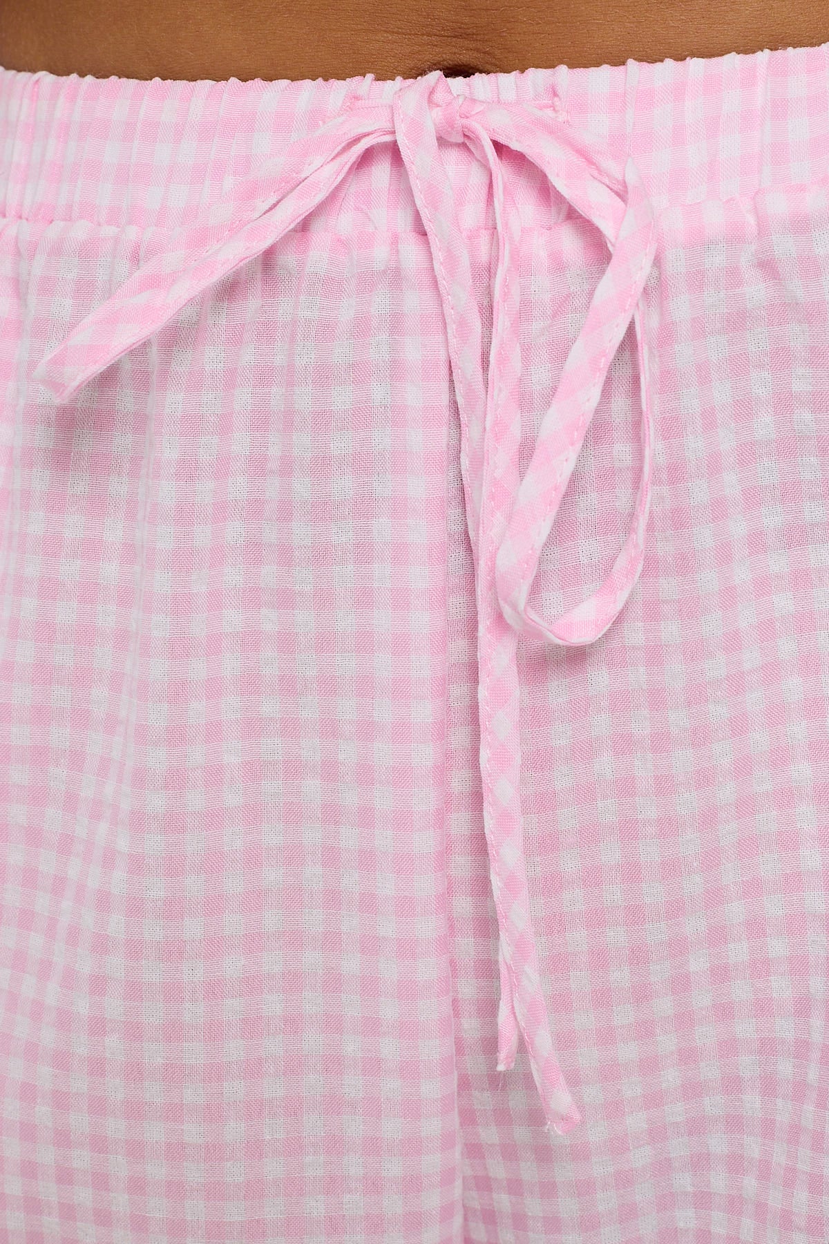 Luck & Trouble Sunny Side Elasticated Gingham Pants Pink Gingham - Image 4