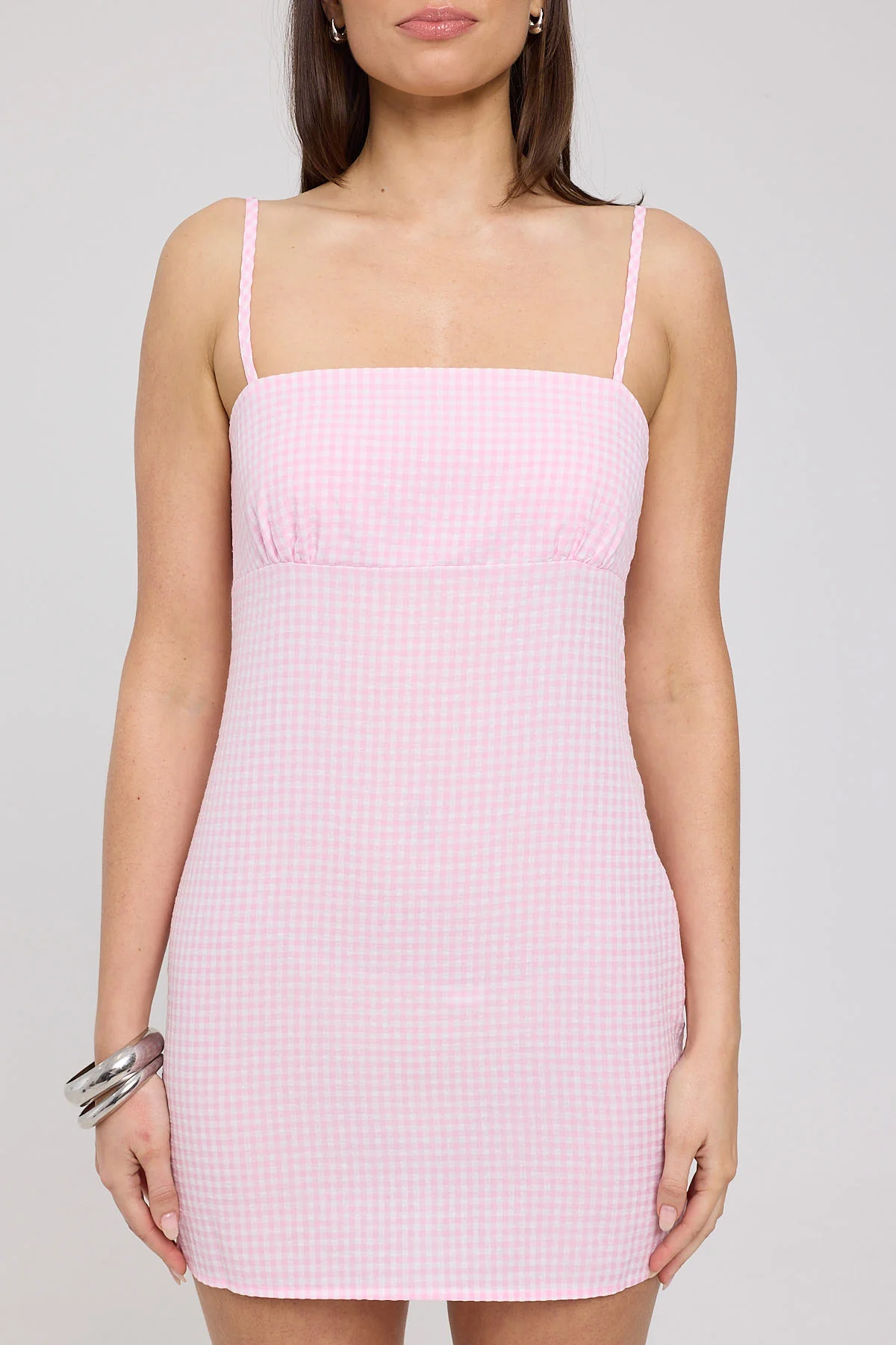 Luck & Trouble Sunny Side Gingham Mini Dress Pink Check - Image 7