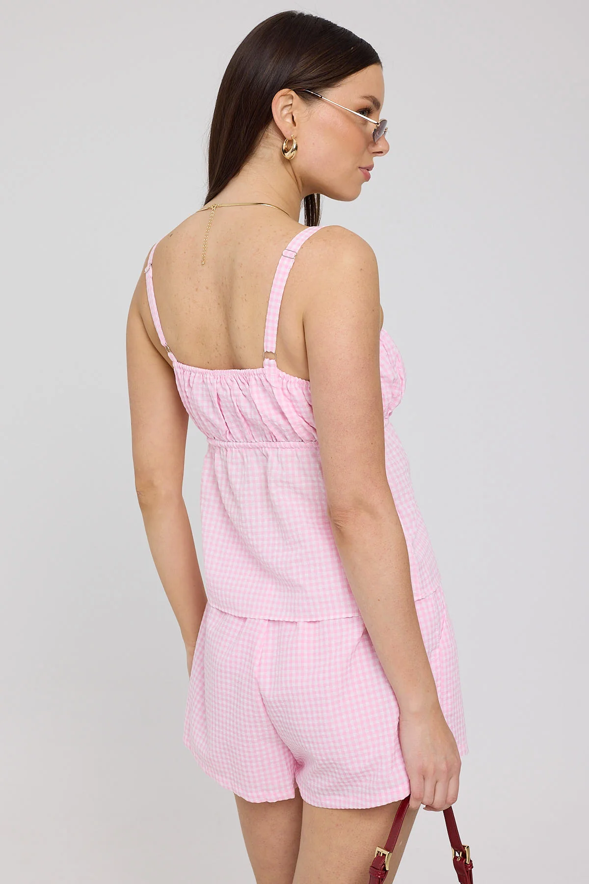 Luck & Trouble Sunny Side Gingham Top Pink Gingham - Image 5