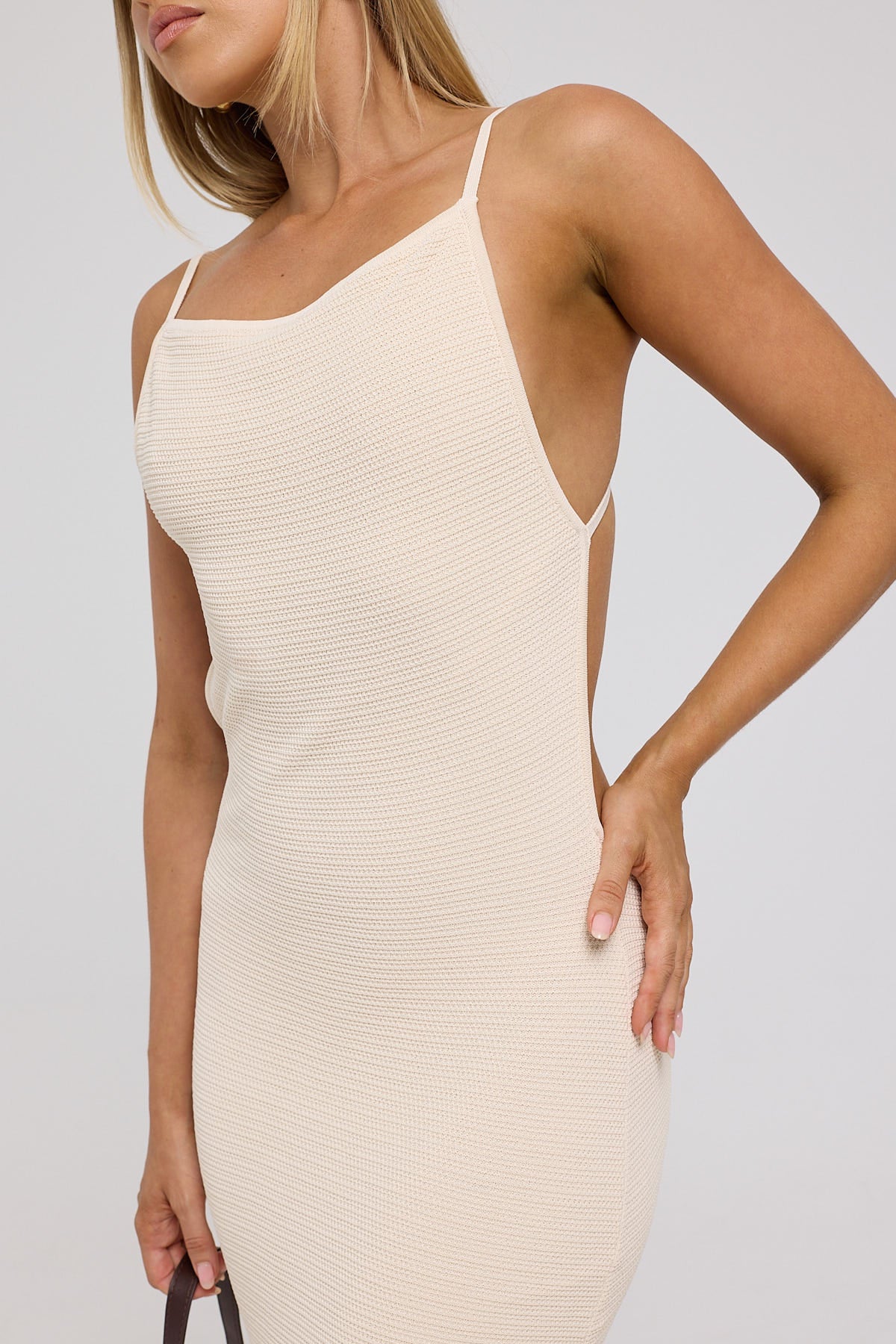Luck & Trouble Sunset Soiree Knit Midi Dress Nude - Image 6
