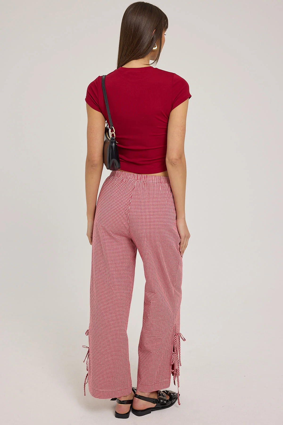 Luck & Trouble Sweet Ruby Gingham Bow Pants Red Gingham - Image 4