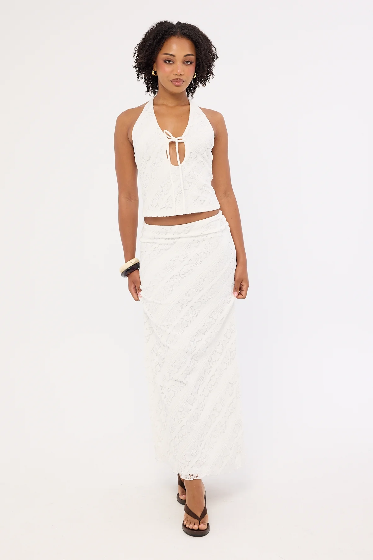 Luck & Trouble Thessia Tie Halter Top White - Image 2