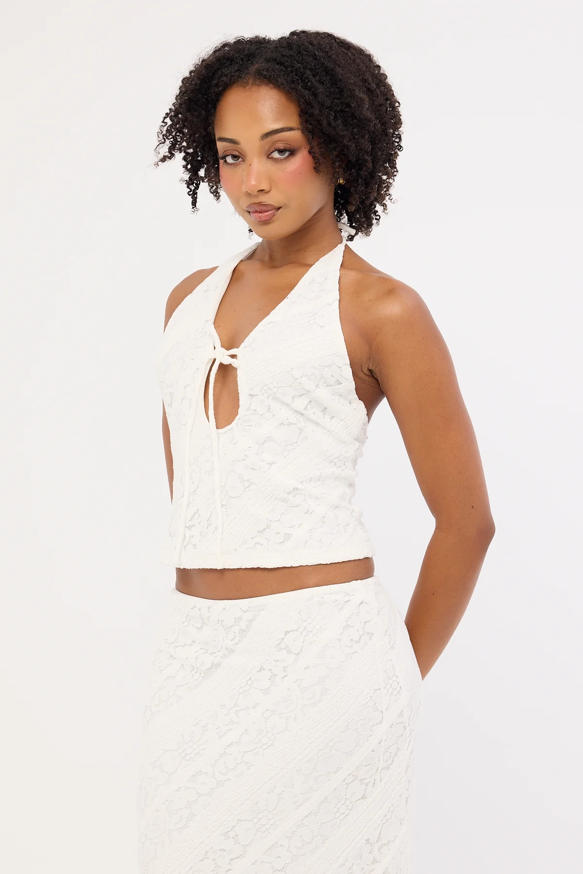 Luck & Trouble Thessia Tie Halter Top White - Image 3