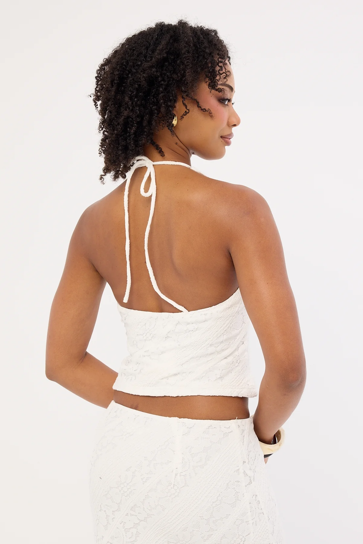 Luck & Trouble Thessia Tie Halter Top White - Image 5