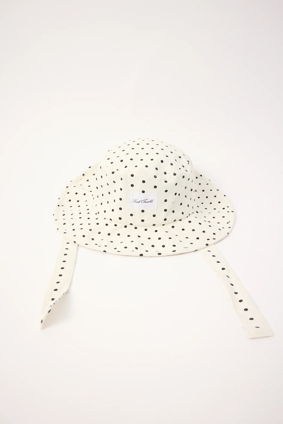 Luck & Trouble Tides Wide Brim Bucket Hat White Polka - Image 4