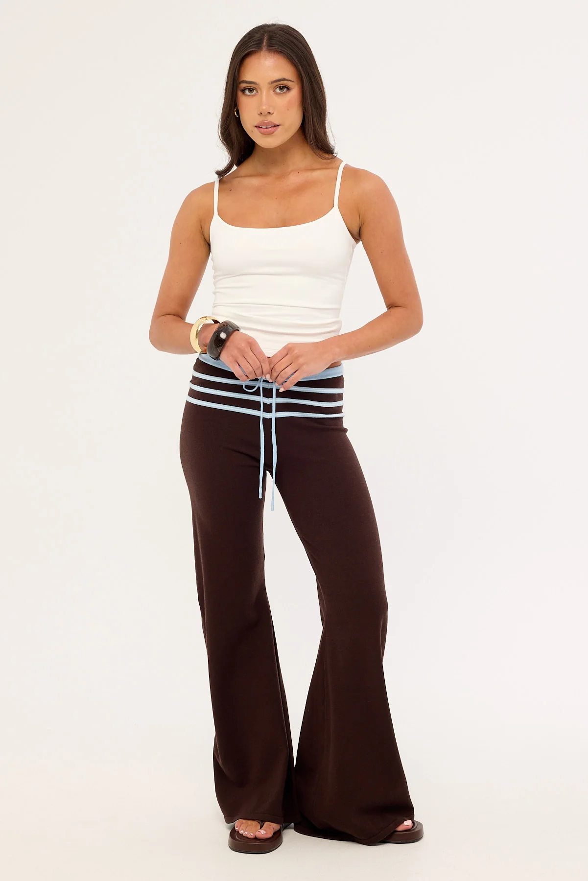 Luck & Trouble Tommi Stripe Knit Pant Brown