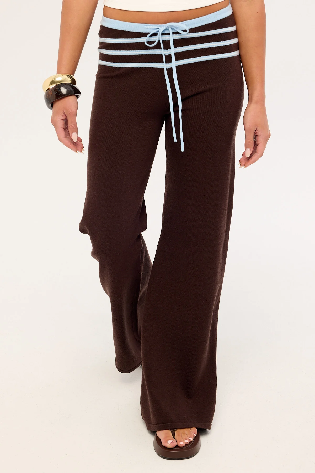 Luck & Trouble Tommi Stripe Knit Pant Brown - Image 2