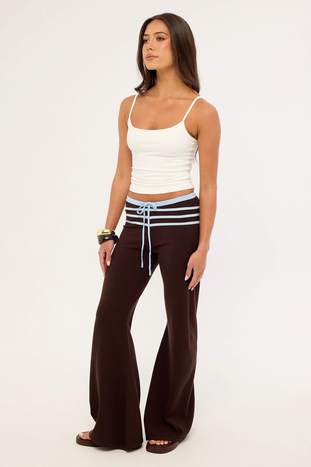 Luck & Trouble Tommi Stripe Knit Pant Brown - Image 5