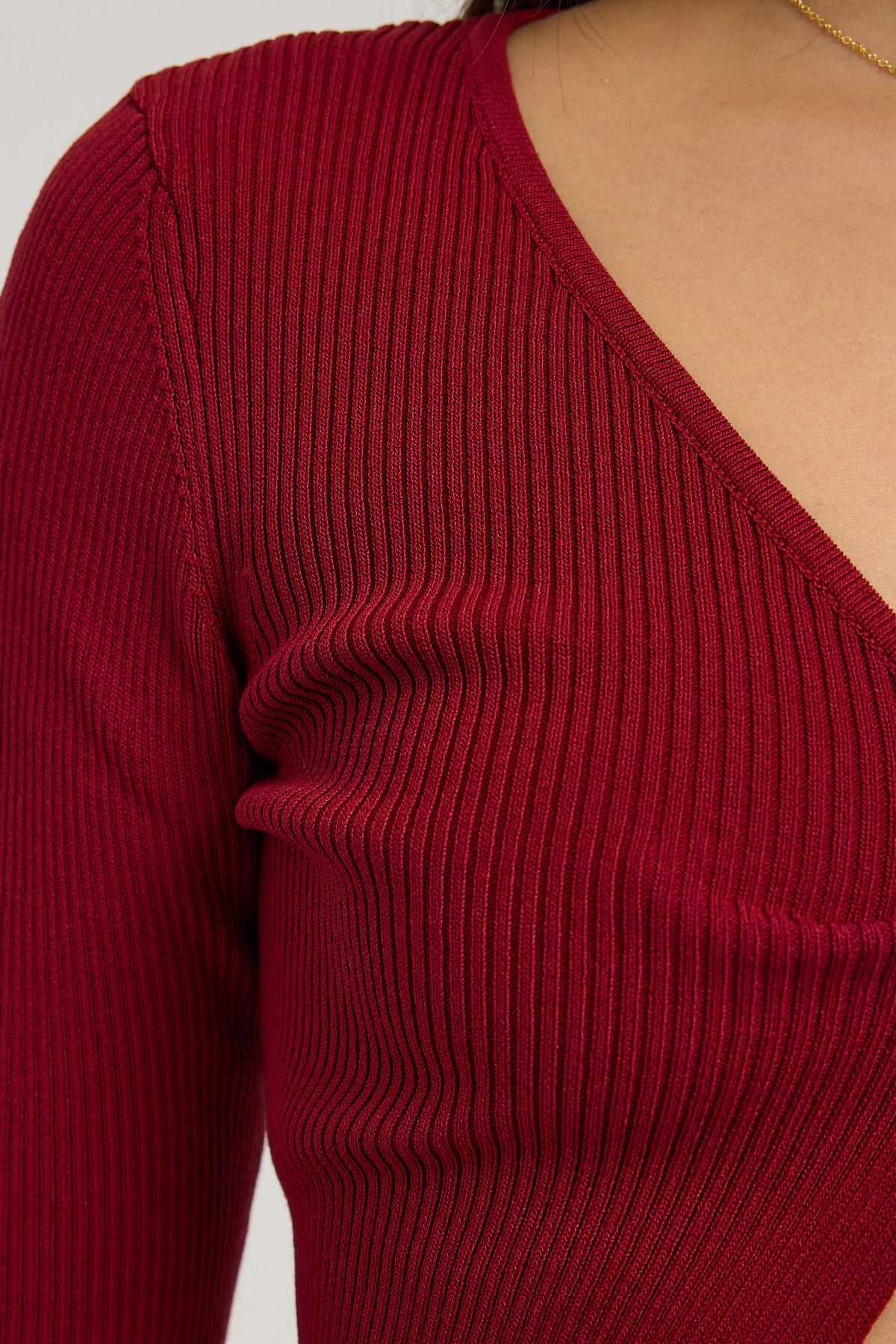 Luck & Trouble Tori Twist Front Long Sleeve Knit Top Red - Image 6
