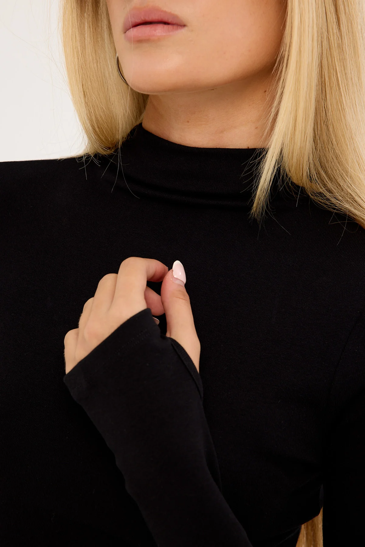 Luck & Trouble Tyler Mock Neck Long Sleeve Bodysuit Black - Image 3