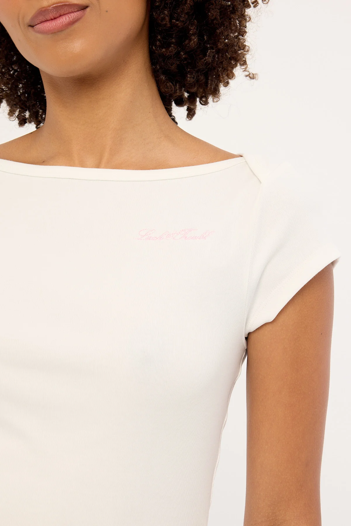 Luck & Trouble Valentina Boat Neck T-shirt White - Image 3