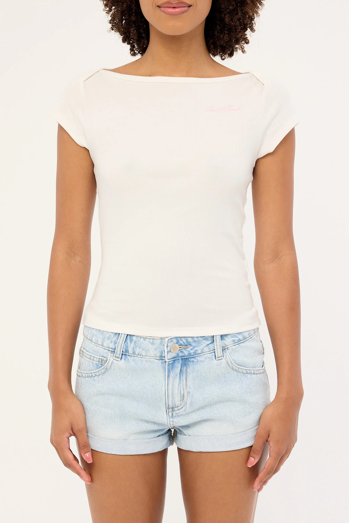 Luck & Trouble Valentina Boat Neck T-shirt White - Image 6