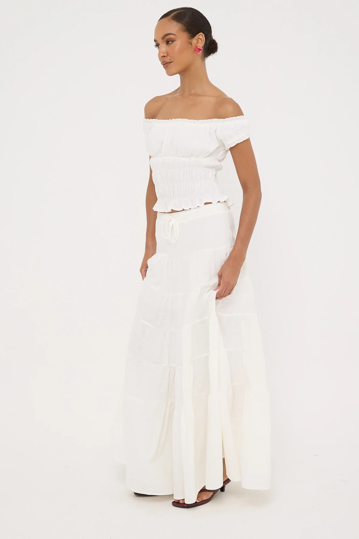 Luck & Trouble Vera Tiered Maxi Skirt White - Image 5