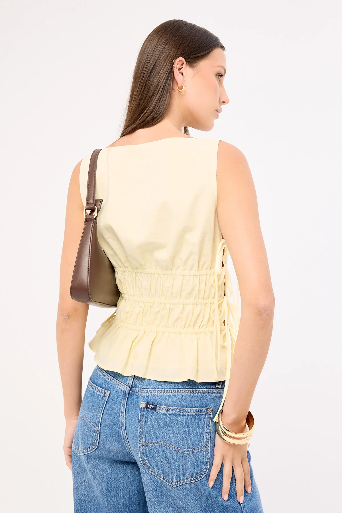 Luck & Trouble Verona Ruched Side Tie Top Butter - Image 4