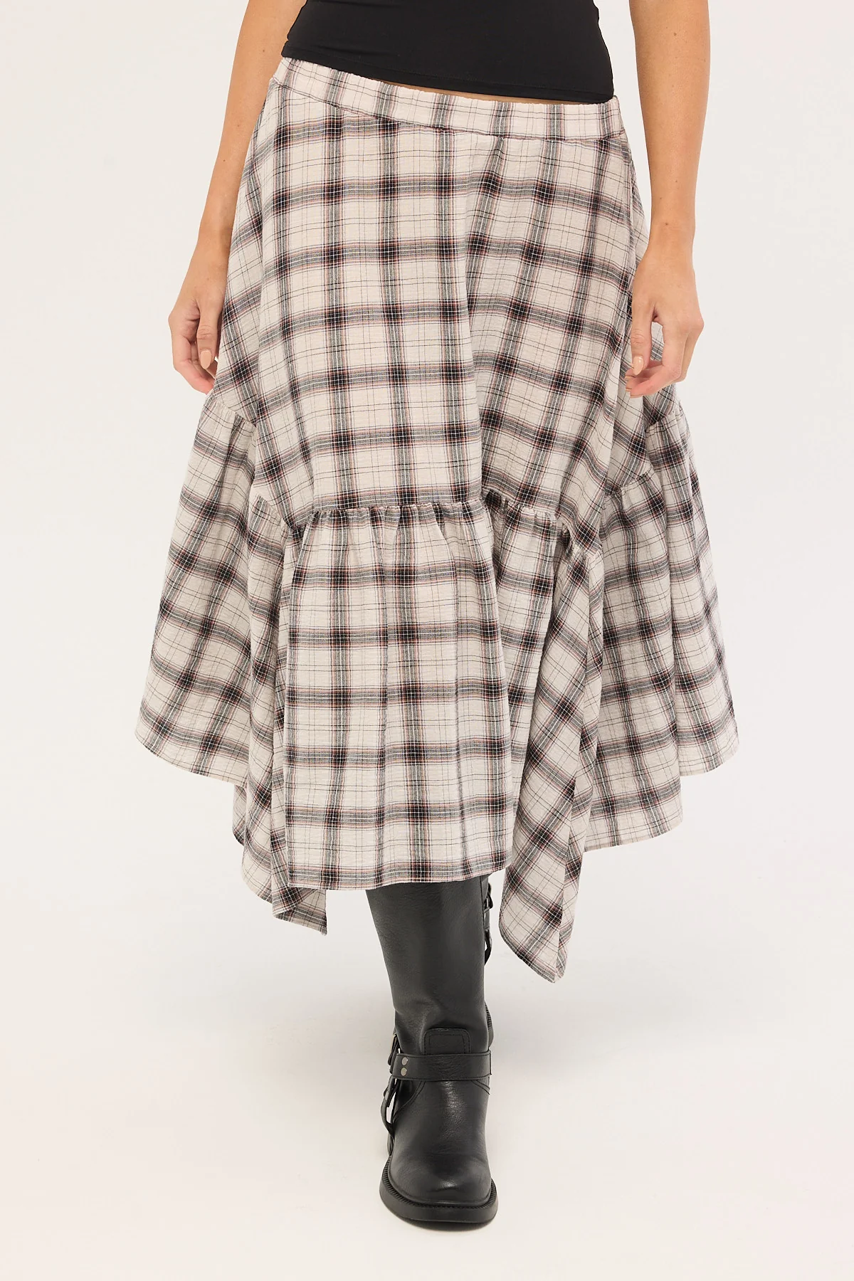 Luck & Trouble Vintage Check Midi Skirt Check Print - Image 2