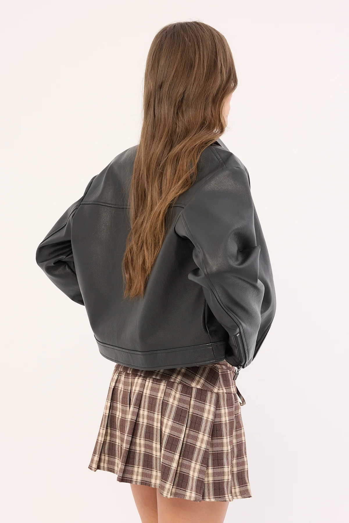 Luck & Trouble Waist Cord Tie Pleated Skirt Brown Print - Image 6