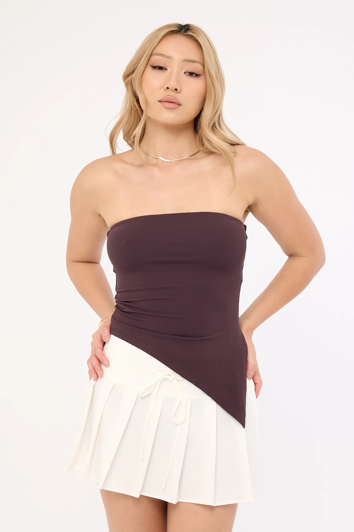Luck & Trouble Waist Cord Tie Pleated Skirt White - Image 2